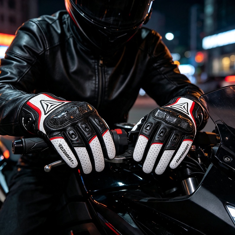 Motorcycle Glove Knuckle - Genuine Leather Motorcycle Gloves Full Finger