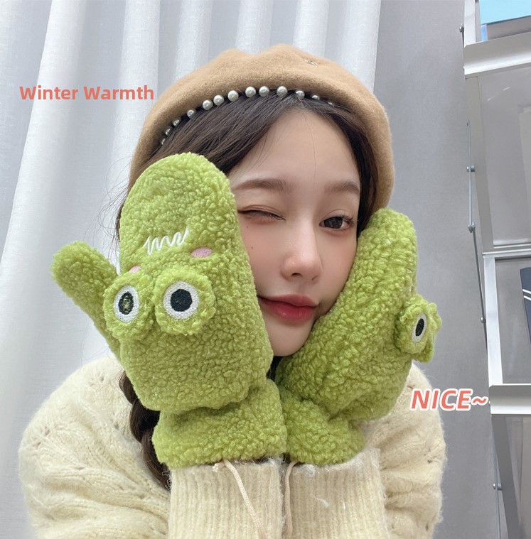 Korean Style Cute Green Cartoo - Wool Glove Lined review and price